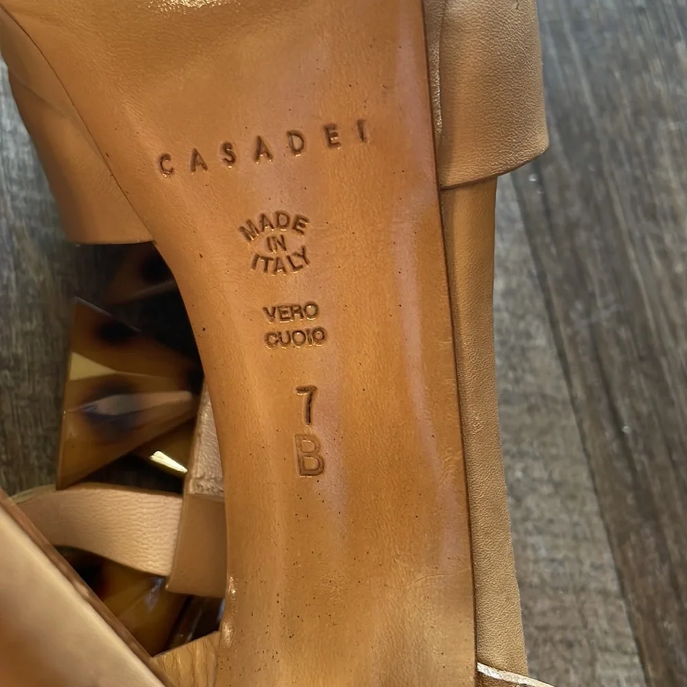 Casadei leather beaded strap heels
